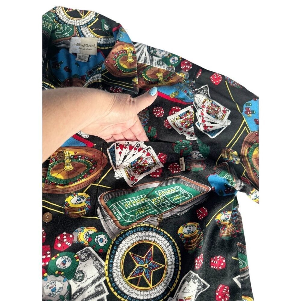 Vintage Bullhead Island Series Men's Sz XL Casino Vegas Poker Camp Shirt - Picture 8 of 15
